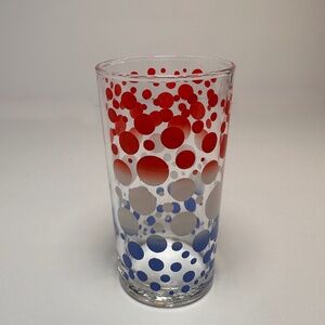 ✨ 3 for $45 ✨ Vintage Red White Blue Dot Glass Atomic Mid Century Modern Tumbler